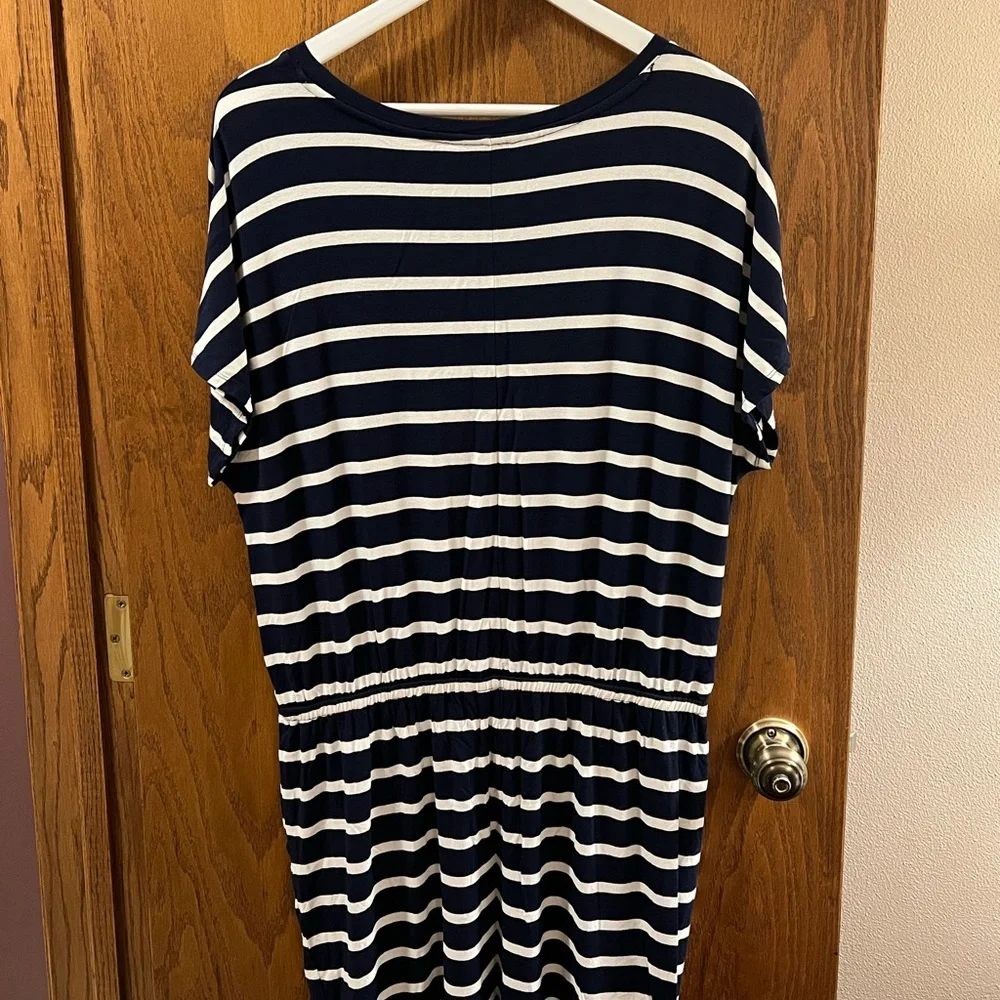Banana Republic Navy & White Striped Midi Dress - Picture 4 of 6